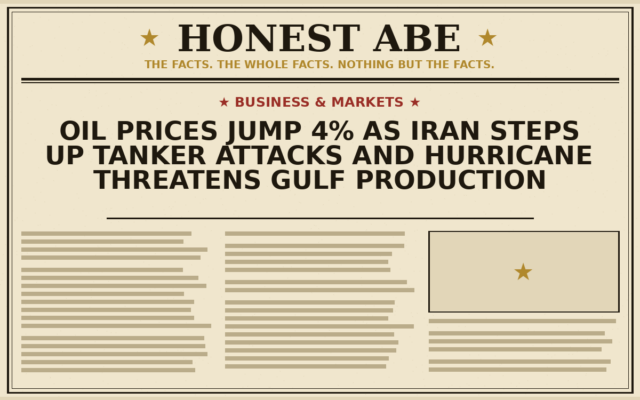 Oil Prices Jump 4% as Iran Steps Up Tanker Attacks and Hurricane Threatens Gulf Production