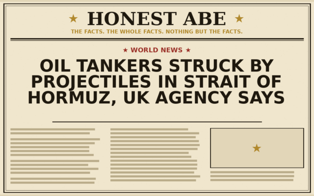Oil Tankers Struck by Projectiles in Strait of Hormuz, UK Agency Says