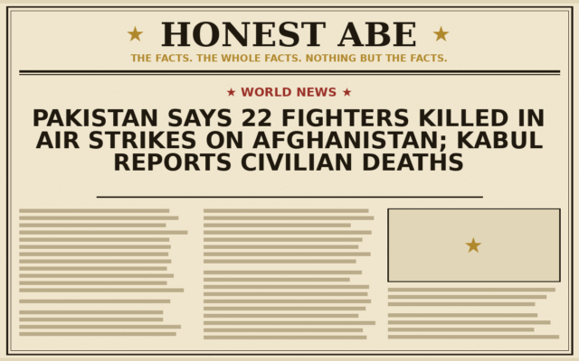 Pakistan Says 22 Fighters Killed in Air Strikes on Afghanistan; Kabul Reports Civilian Deaths