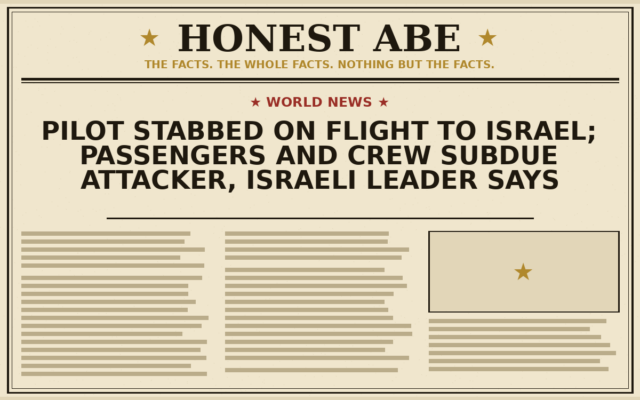 Pilot Stabbed on Flight to Israel; Passengers and Crew Subdue Attacker, Israeli Leader Says