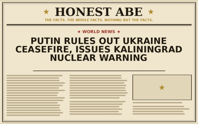 Putin Rules Out Ukraine Ceasefire, Issues Kaliningrad Nuclear Warning