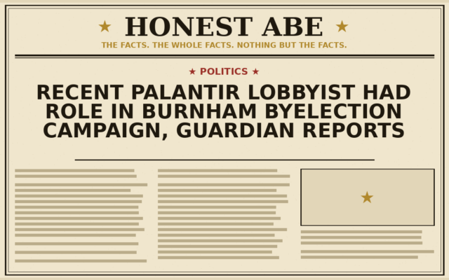 Recent Palantir Lobbyist Had Role in Burnham Byelection Campaign, Guardian Reports