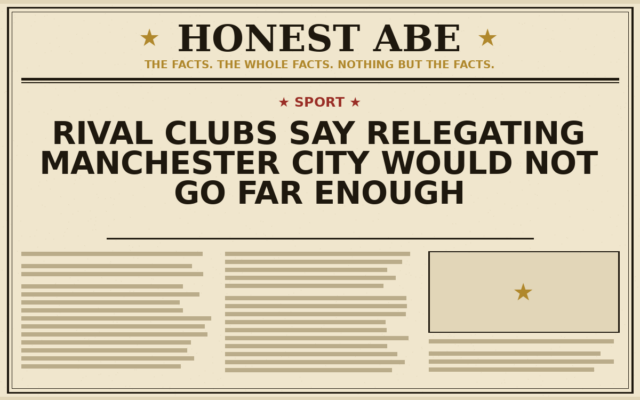 Rival Clubs Say Relegating Manchester City Would Not Go Far Enough
