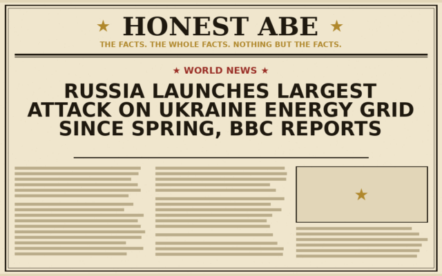 Russia Launches Largest Attack on Ukraine Energy Grid Since Spring, BBC Reports