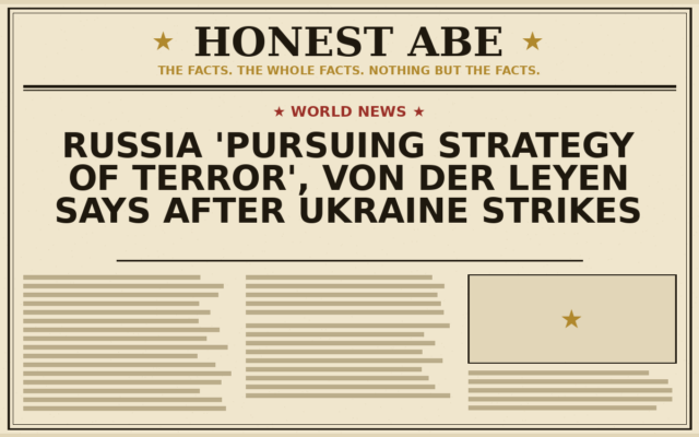 Russia ‘Pursuing Strategy of Terror’, Von der Leyen Says After Ukraine Strikes