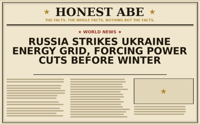 Russia Strikes Ukraine Energy Grid, Forcing Power Cuts Before Winter