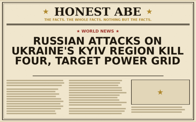 Russian Attacks on Ukraine’s Kyiv Region Kill Four, Target Power Grid