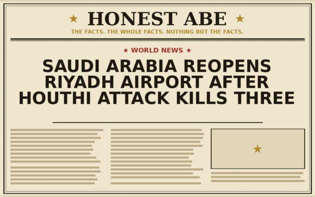 Saudi Arabia Reopens Riyadh Airport After Houthi Attack Kills Three