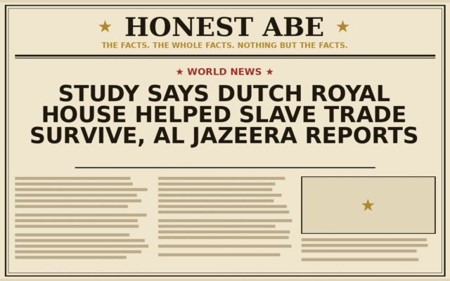 Study Says Dutch Royal House Helped Slave Trade Survive, Al Jazeera Reports