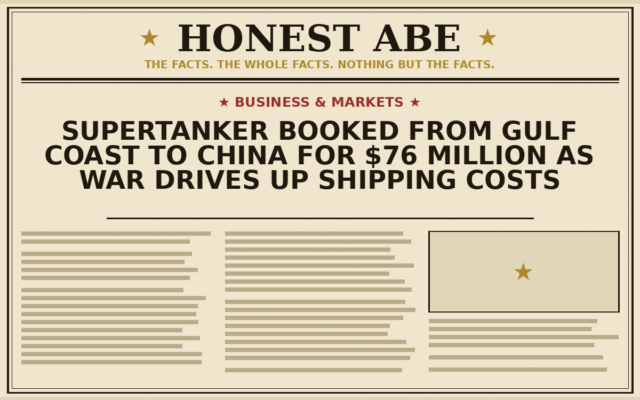 Supertanker Booked From Gulf Coast to China for $76 Million as War Drives Up Shipping Costs