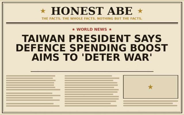 Taiwan President Says Defence Spending Boost Aims to ‘Deter War’