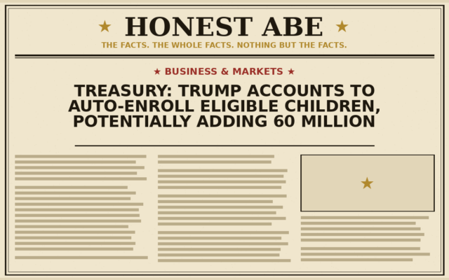 Treasury: Trump Accounts to Auto-Enroll Eligible Children, Potentially Adding 60 Million Accounts
