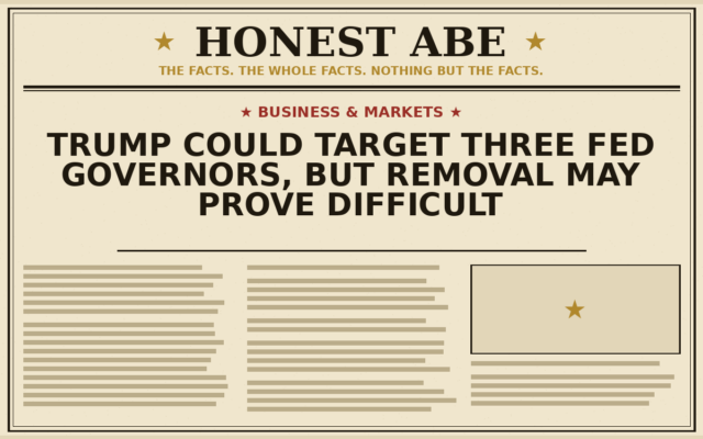 Trump Could Target Three Fed Governors, But Removal May Prove Difficult