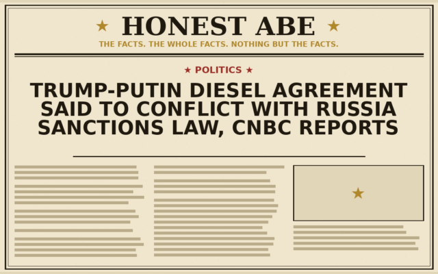 Trump-Putin Diesel Agreement Said to Conflict With Russia Sanctions Law, CNBC Reports