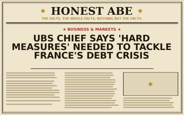 UBS Chief Says ‘Hard Measures’ Needed to Tackle France’s Debt Crisis