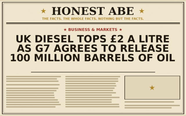 UK Diesel Tops £2 a Litre as G7 Agrees to Release 100 Million Barrels of Oil