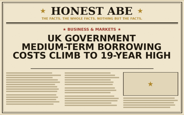 UK Government Medium-Term Borrowing Costs Climb to 19-Year High
