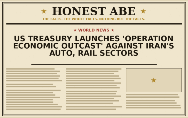 US Treasury Launches ‘Operation Economic Outcast’ Against Iran’s Auto, Rail Sectors