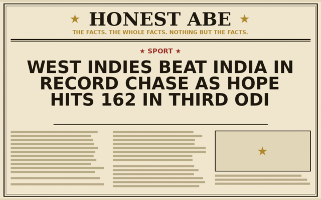 West Indies Beat India in Record Chase as Hope Hits 162 in Third ODI