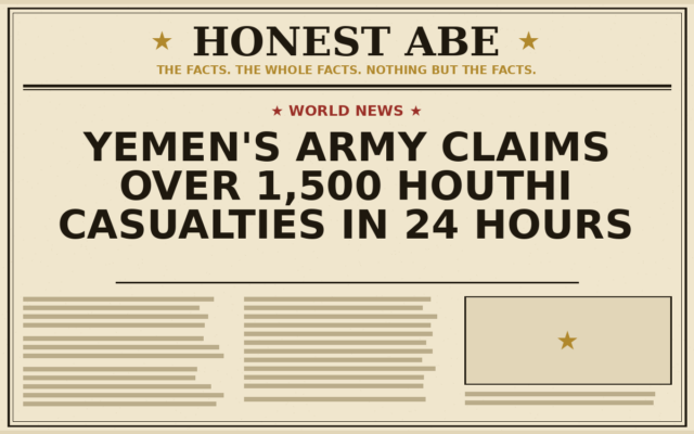 Yemen’s Army Claims Over 1,500 Houthi Casualties in 24 Hours
