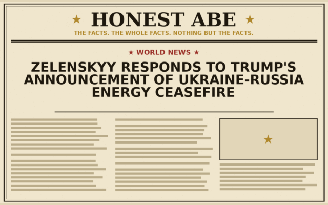 Zelenskyy Responds to Trump’s Announcement of Ukraine-Russia Energy Ceasefire